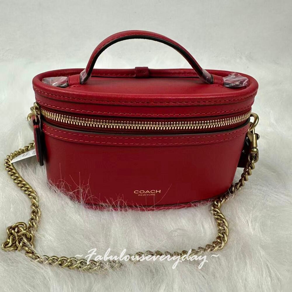 COACH Women's TRAIL BAG 15 Crossbody Chain Strap Leather/Brass/Poppy CCY84 NWT